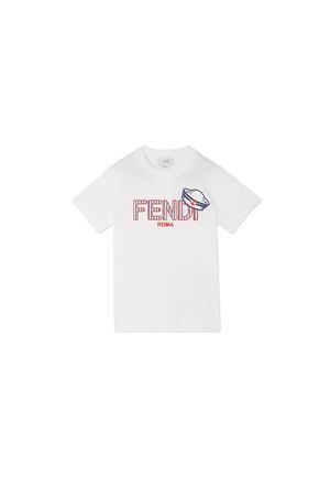 T-shirt in jersey con ricamo Fendi FENDI KIDS | JMI5187AJF0TU9
